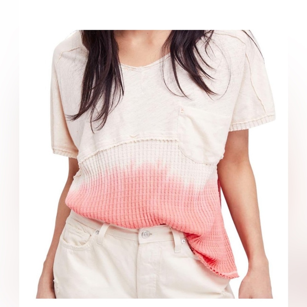 FREE PEOPLE WE THE FREE SUN DIAL TEE OMBRÉ LOOSE POCKET SIZE SMALL - Picture 2 of 14